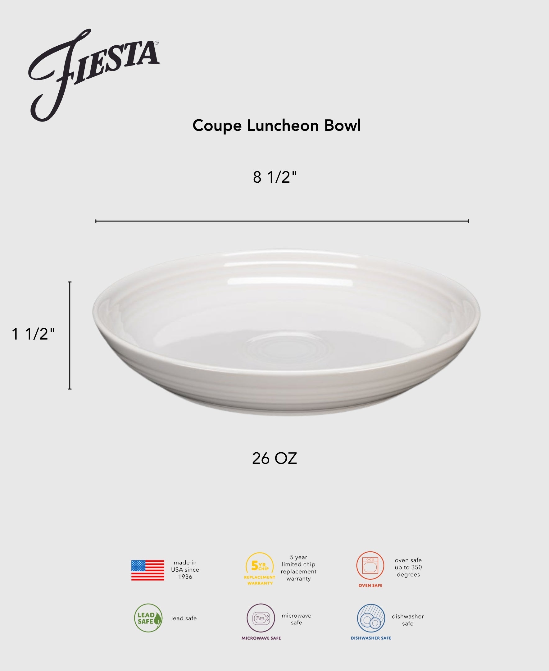 Lavender Coupe 8 1/2 Inch Luncheon Bowl 26 OZ - Image 2