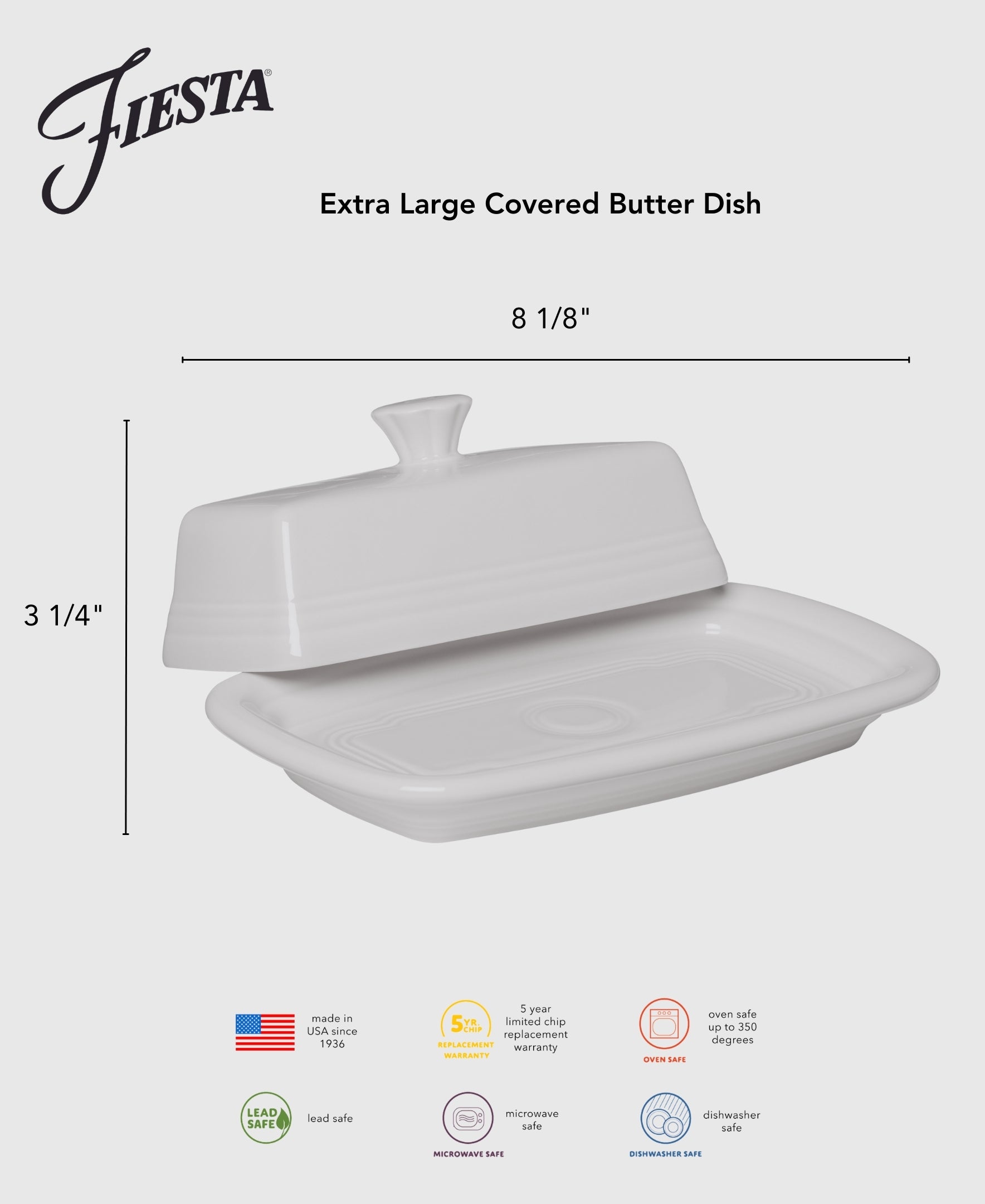 Lavender Extra Large Covered Butter Dish 8 1/8 Inch x 5 1/8 Inch - Image 3