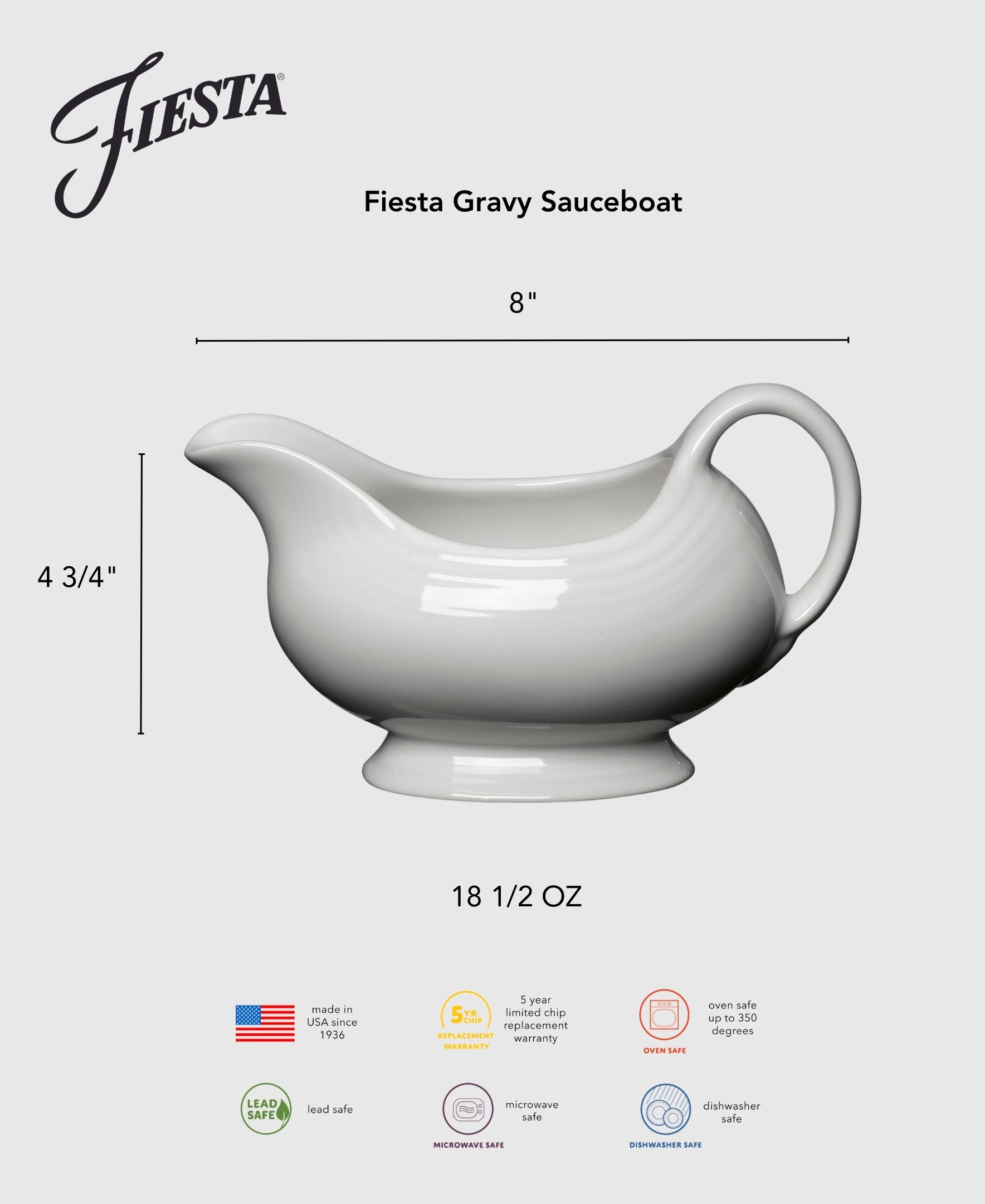 Retired Fiesta 18 1/2 OZ Gravy Sauceboat - Image 2
