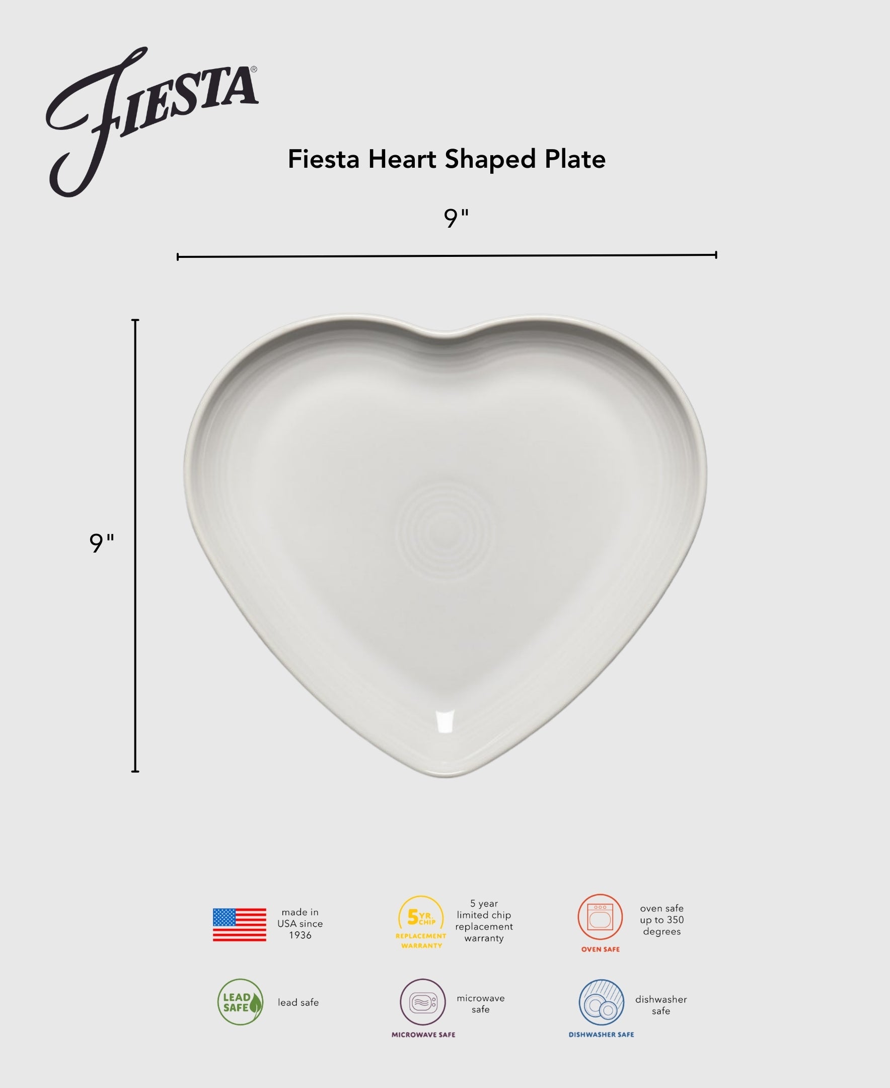 Retired Fiesta 9 Inch Heart Shaped Plate - Image 2