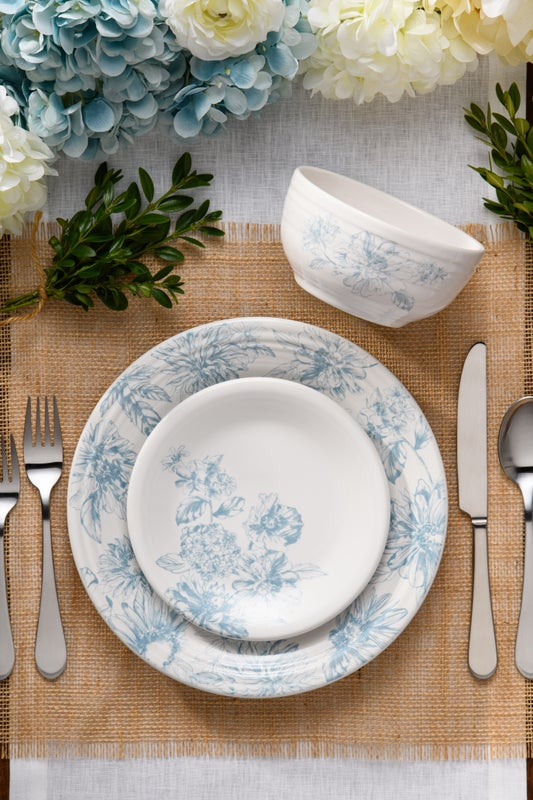 Botanical Floral Sky Classic Bistro 3-Piece Dinnerware Set. Service For 1 - Image 2