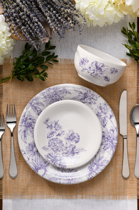 Botanical Floral Lavender Classic Bistro 3-Piece Dinnerware Set. Service For 1 - Image 2