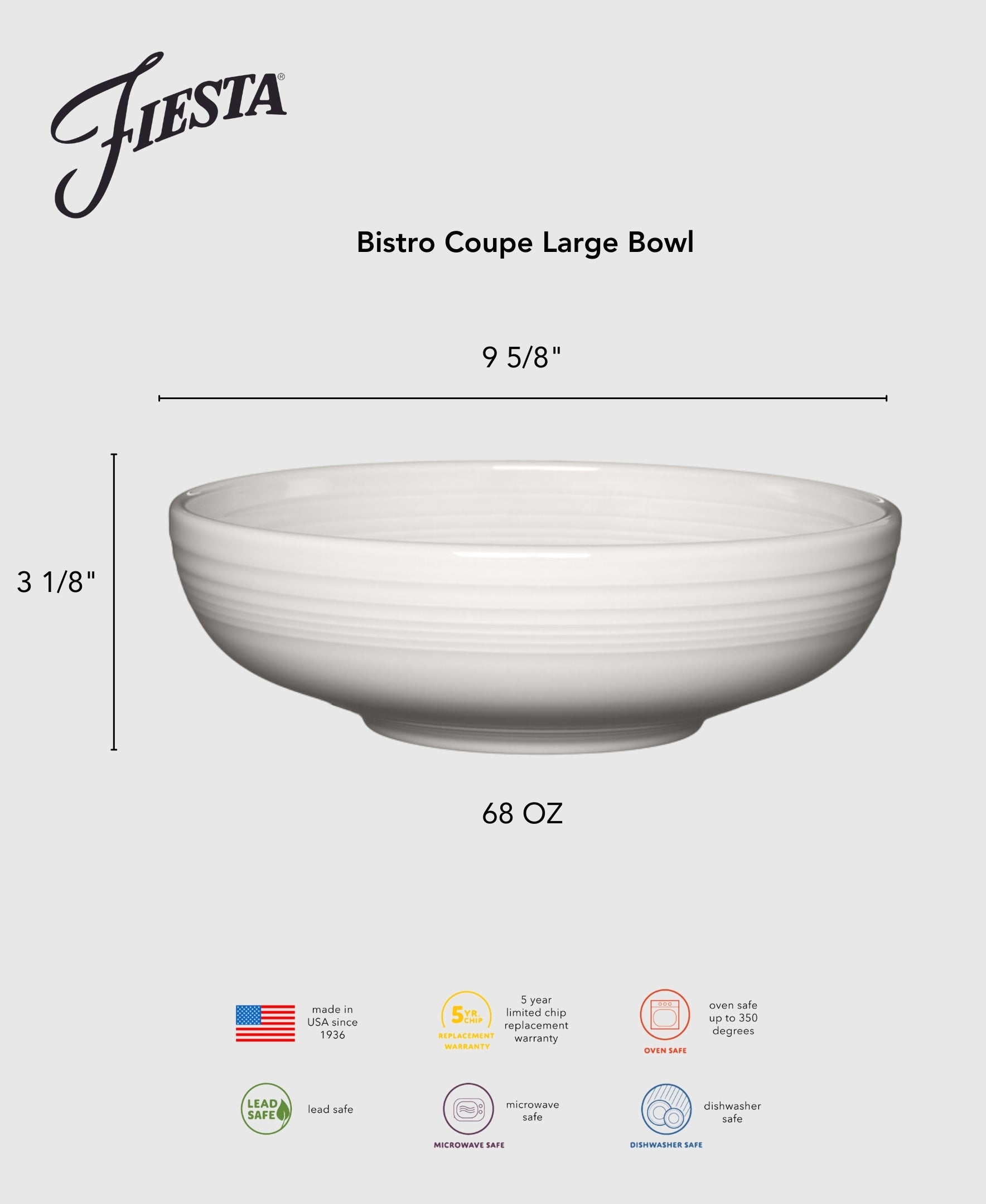 Lavender Bistro Coupe 9 5/8 Inch Large Bowl 68 OZ - Image 3