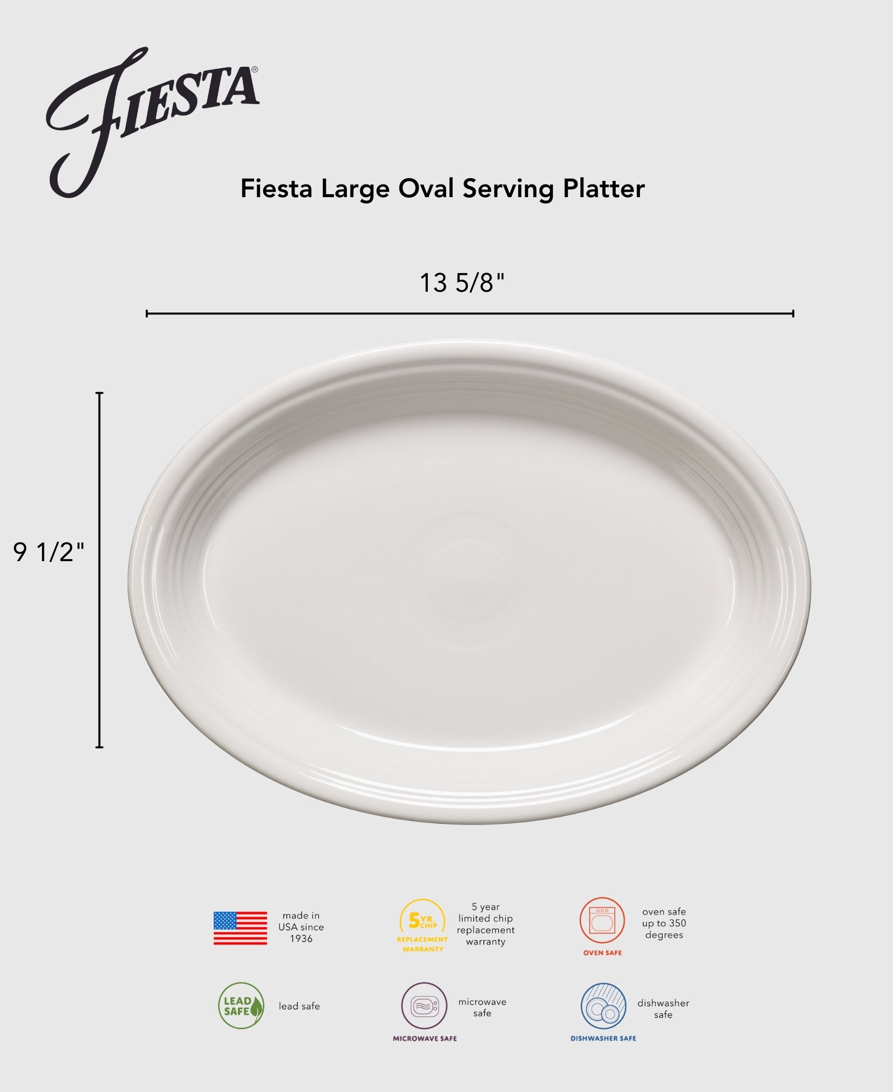 Fiesta 13 5/8 Inch Large Oval Serving Platter - Image 2