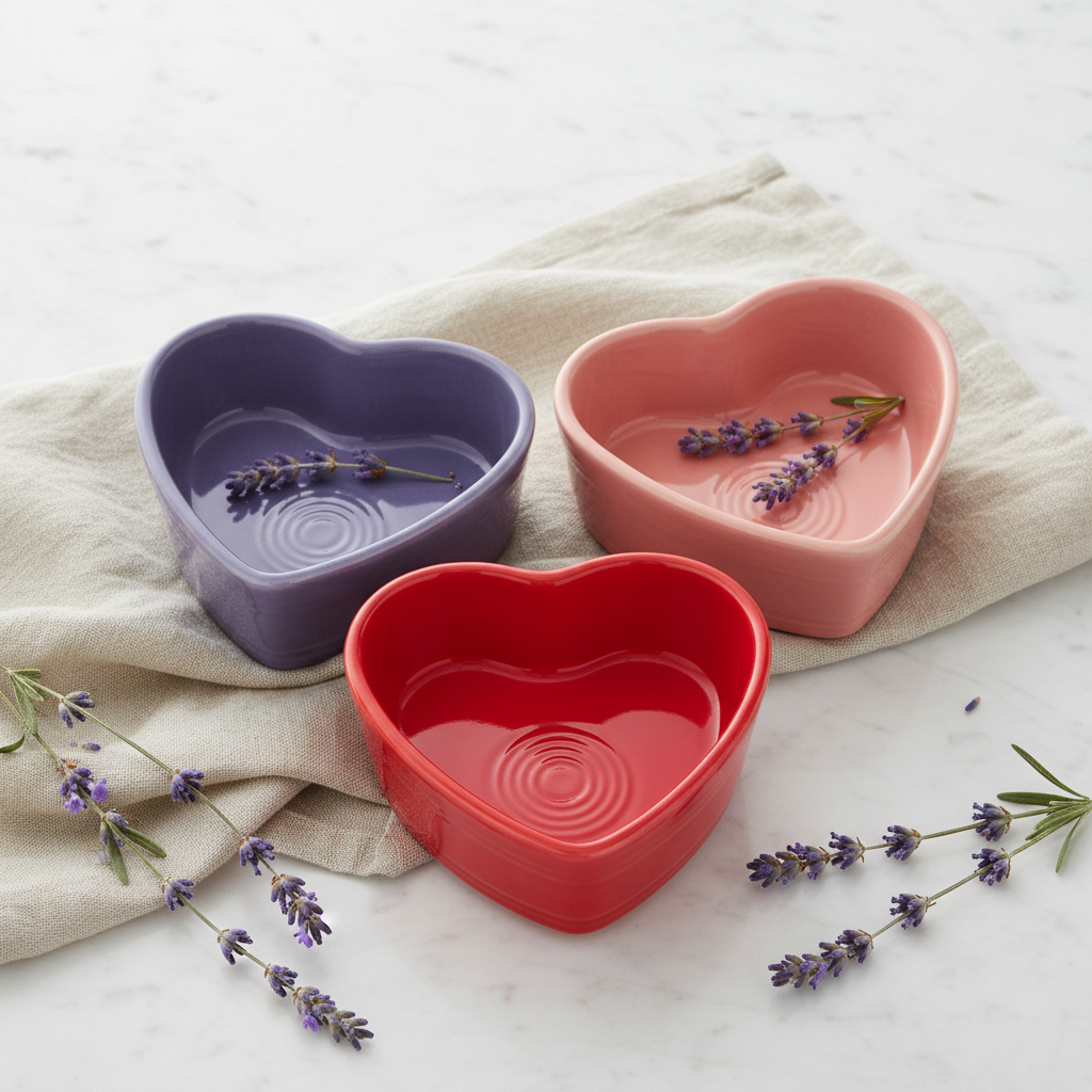 Lavender 7 OZ Heart Shaped Ramekin 4 1/2 Inch - Image 2