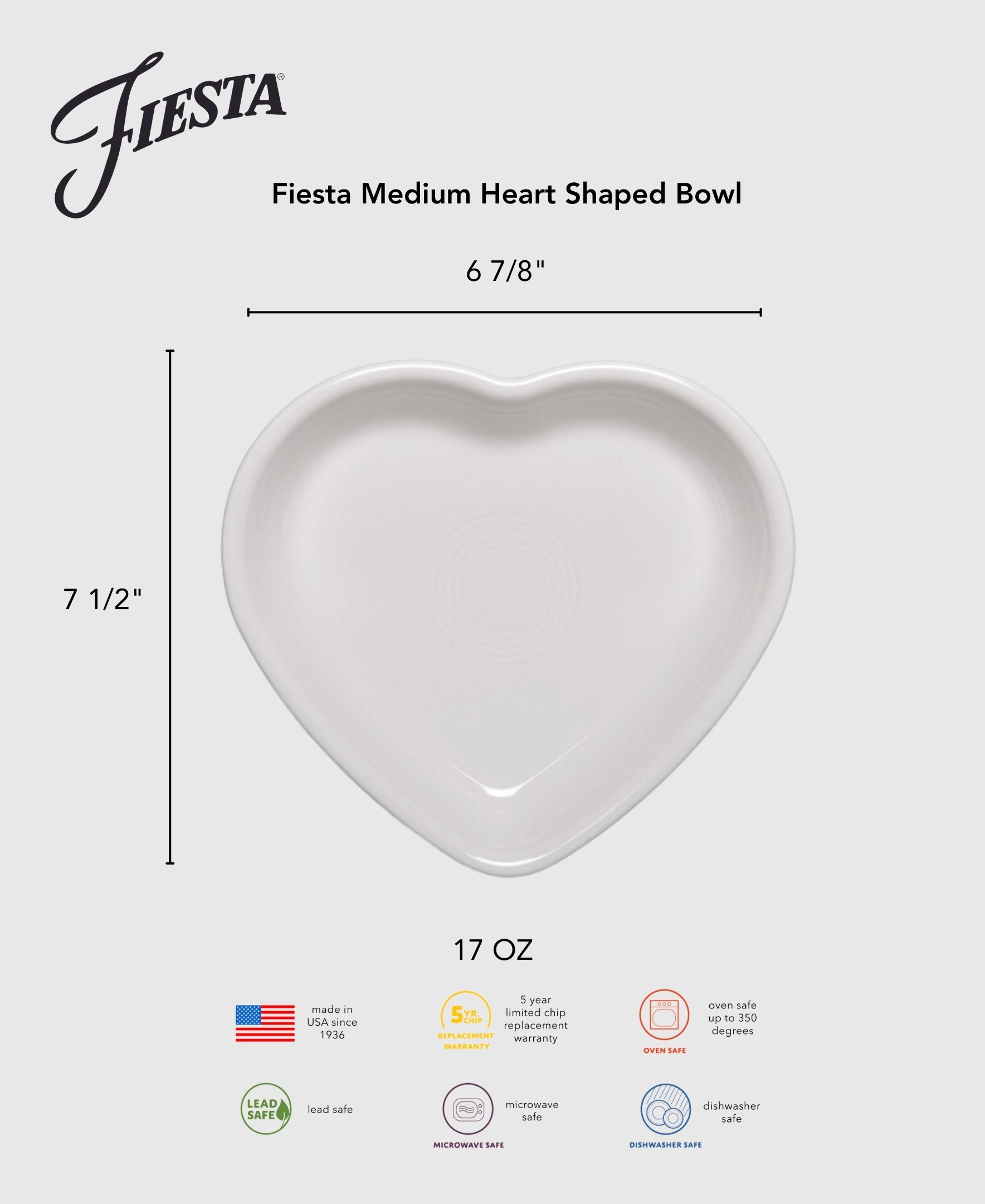 Lavender 7 1/2 Inch Medium Heart Shaped Bowl 17 OZ - Image 2