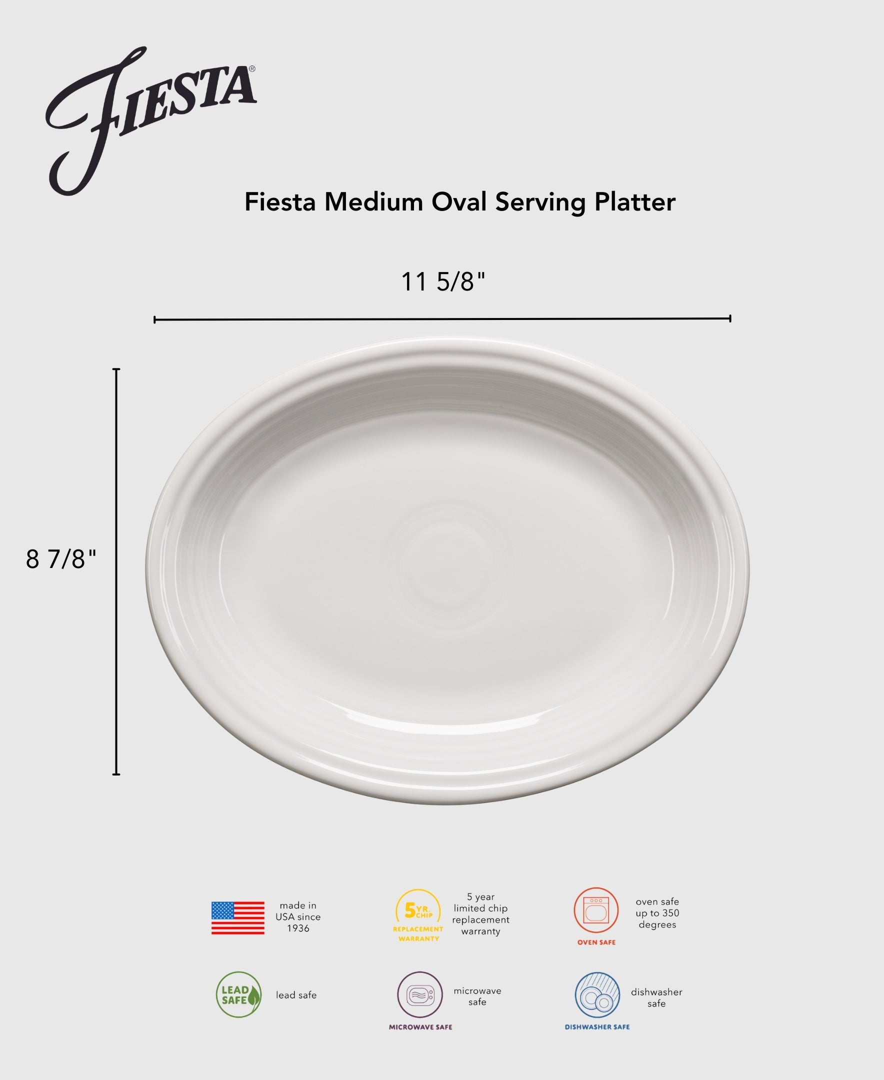 Retired Fiesta 11 5/8 Inch Medium Oval Serving Platter - Image 2