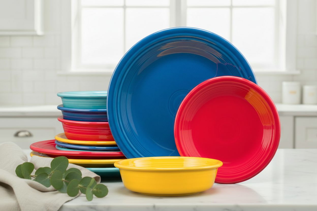 Mixed Vibrant Classic Rim 12-Piece Dinnerware Set. Service for 4 - Image 3