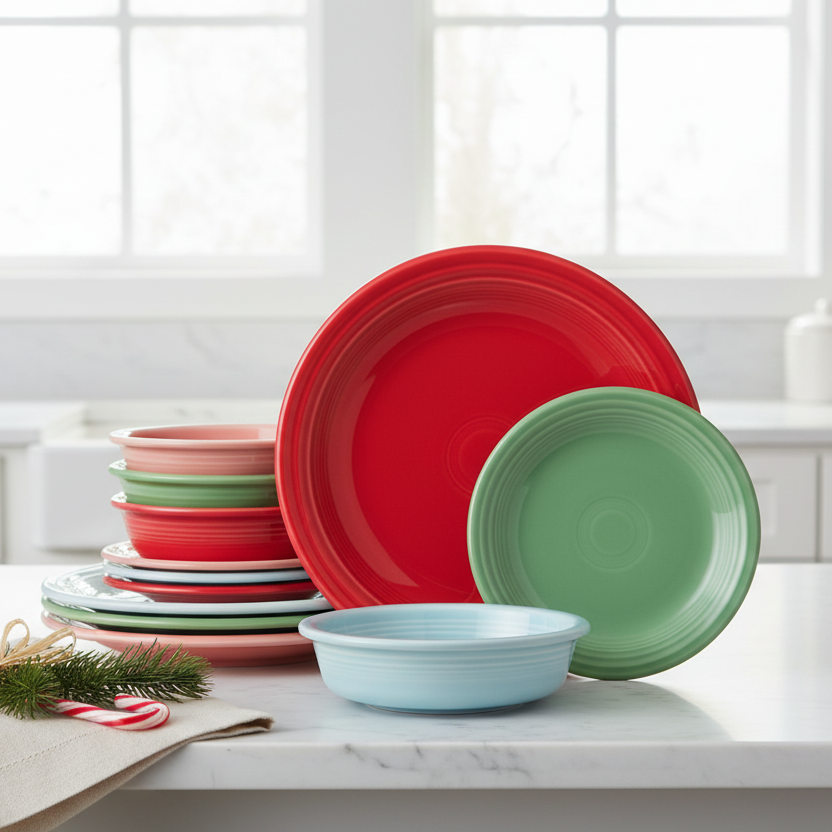 Peppermint Frost Mixed Color Classic Rim 12-Piece Dinnerware Set. Service for 4 - Image 2