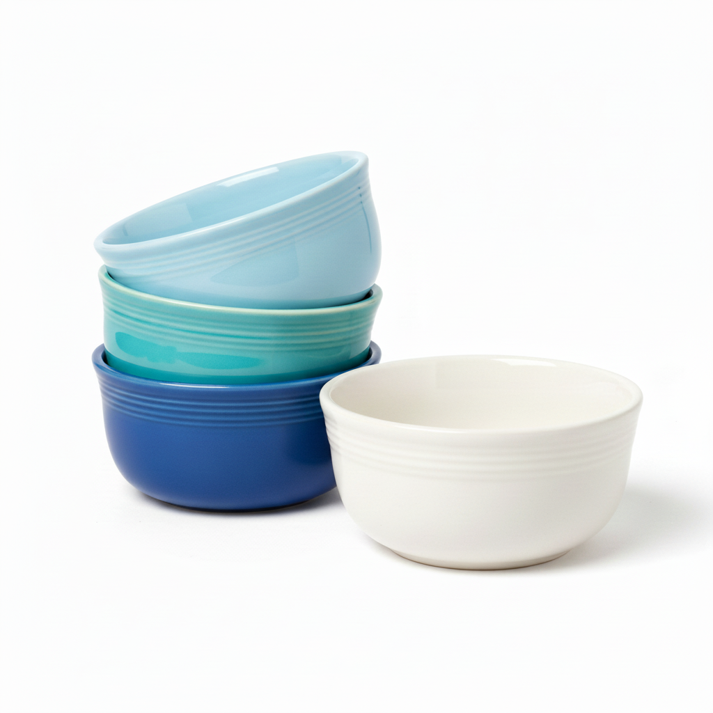 Mixed Coastal Blues All-Purpose 6-Inch 28OZ Gusto Bowls. Set of 4