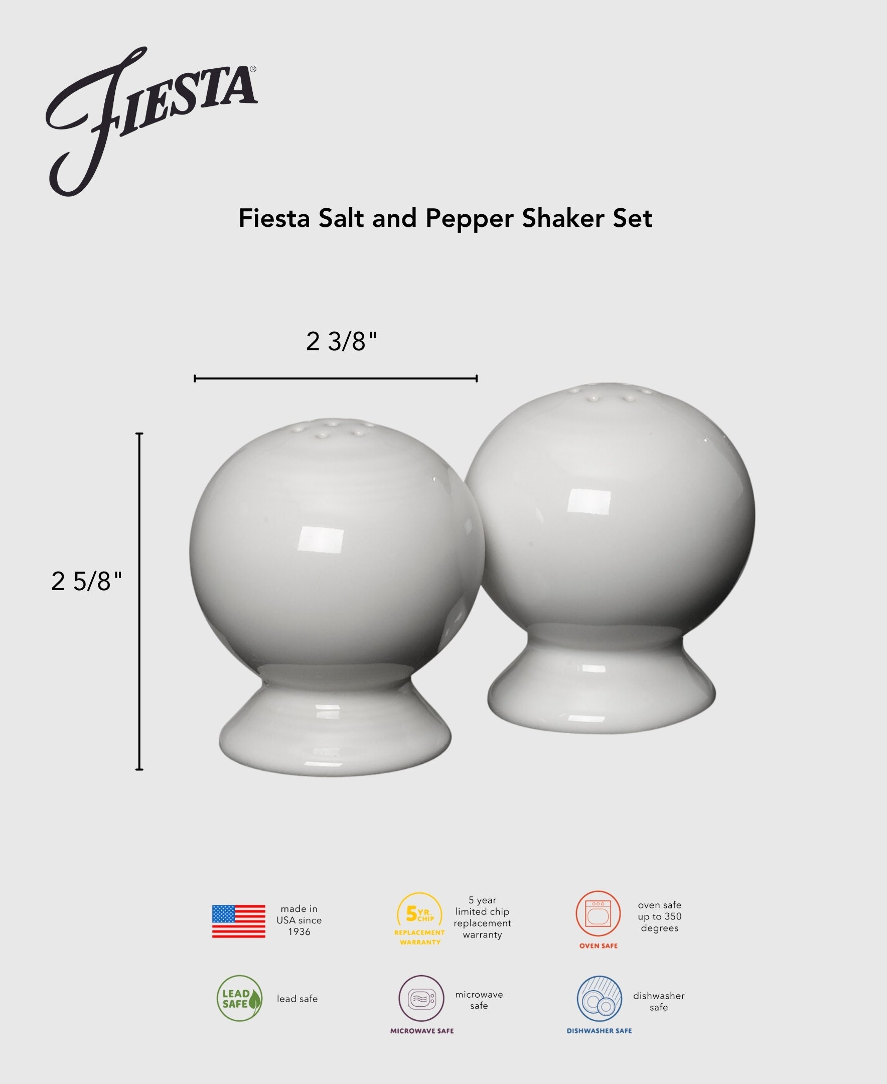 Retired Fiesta 2 5/8 Inch Salt and Pepper Shaker Set - Image 2