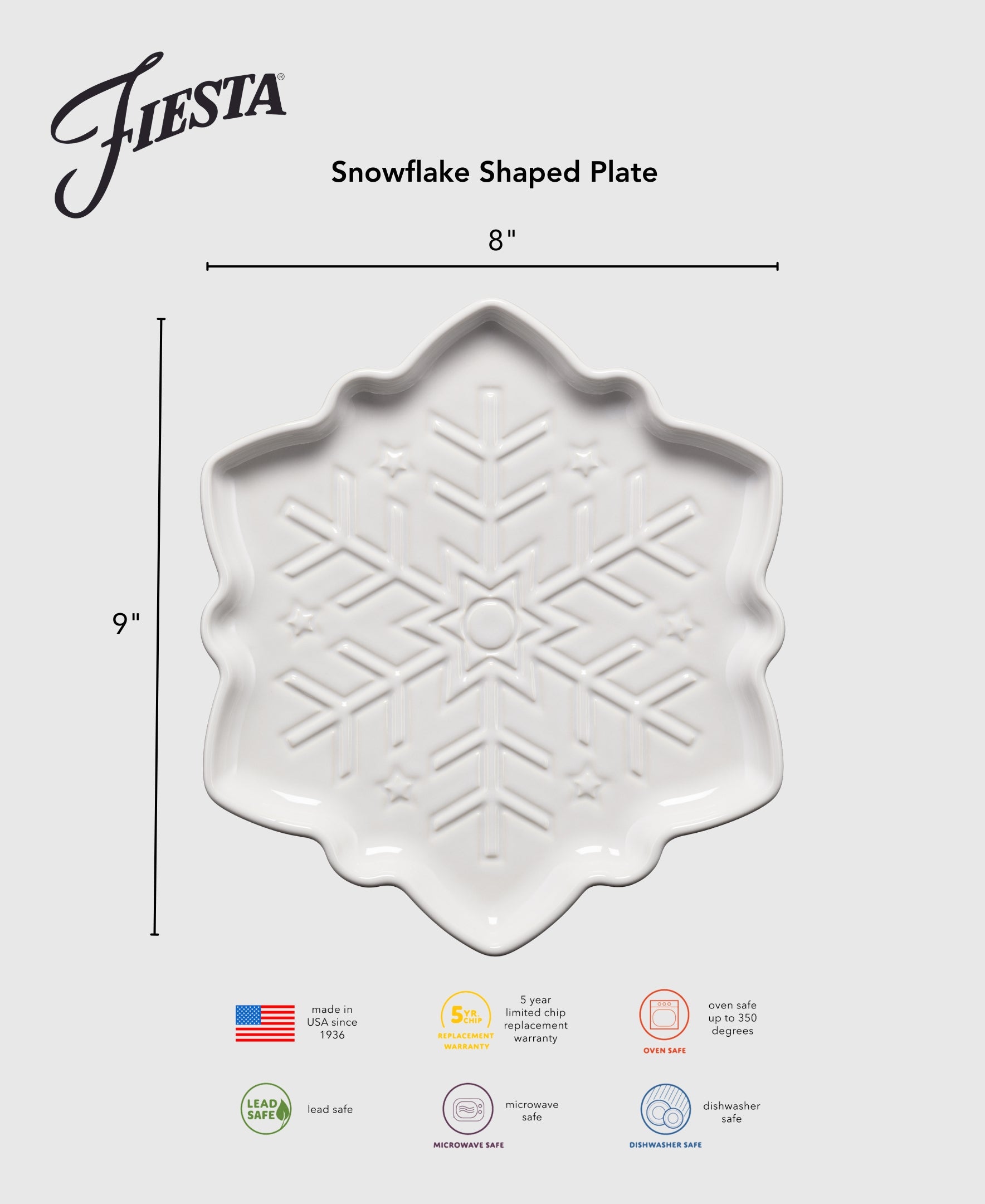 Snowflake Shaped Plate 9 Inch - Image 2