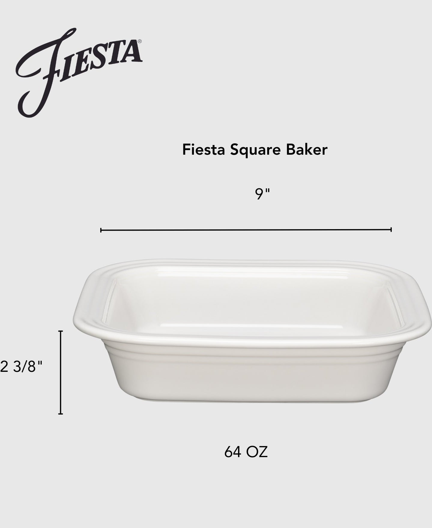 Retired Fiesta Square 9x9 Inch Baker 2 Quart - Image 3