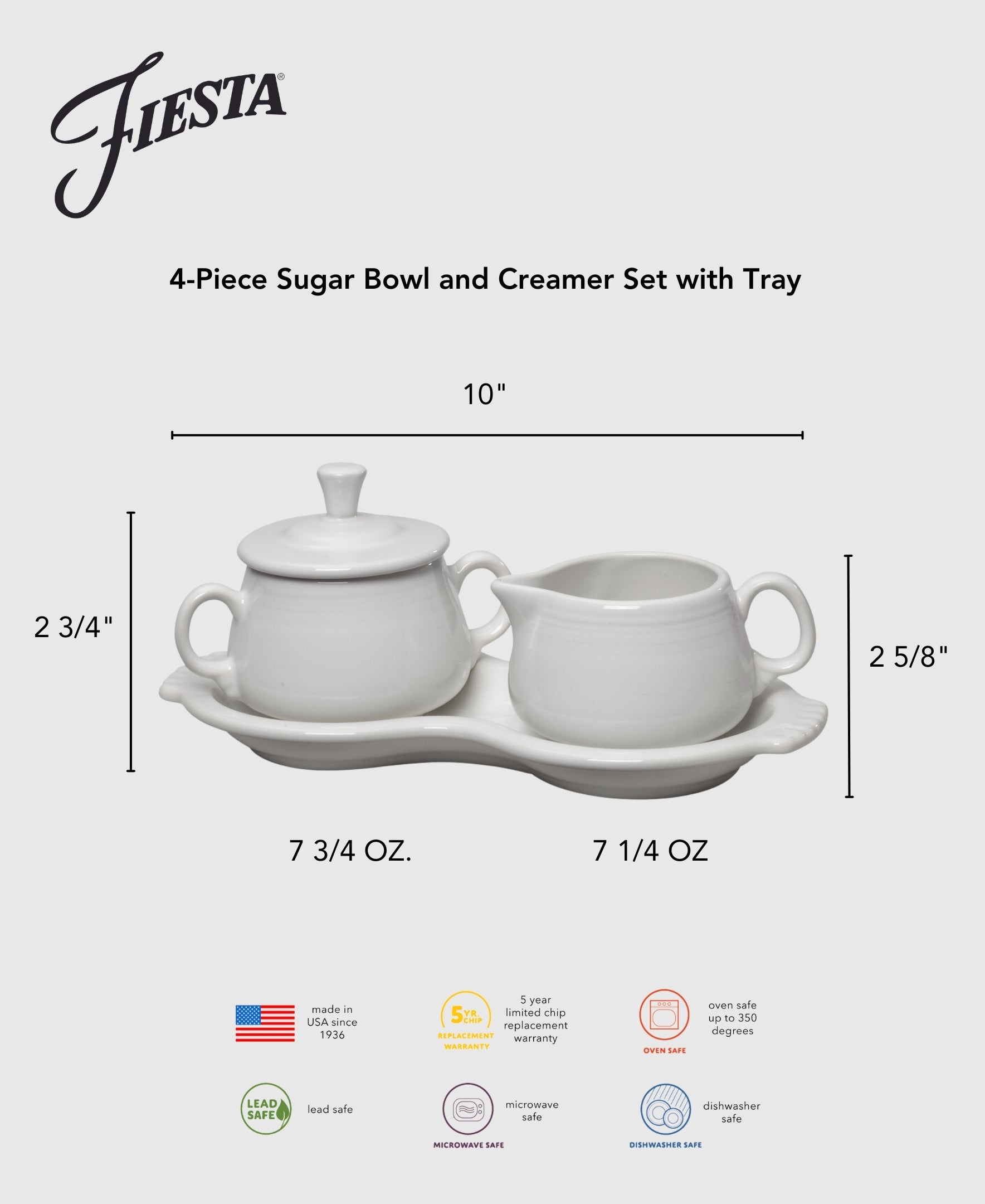 Retired 4-Piece Sugar Bowl and Creamer Set with Tray - Image 4