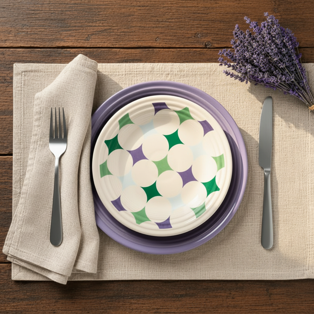 Lavender Bloom Kaleido Circles Classic Rim 9 Inch Luncheon Plate - Image 2