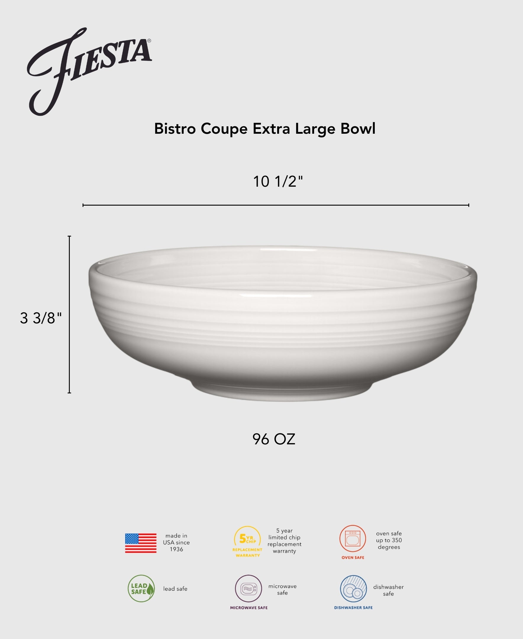 Lavender Bistro Coupe 10 1/2 Inch Extra Large Bowl 96 OZ - Image 3
