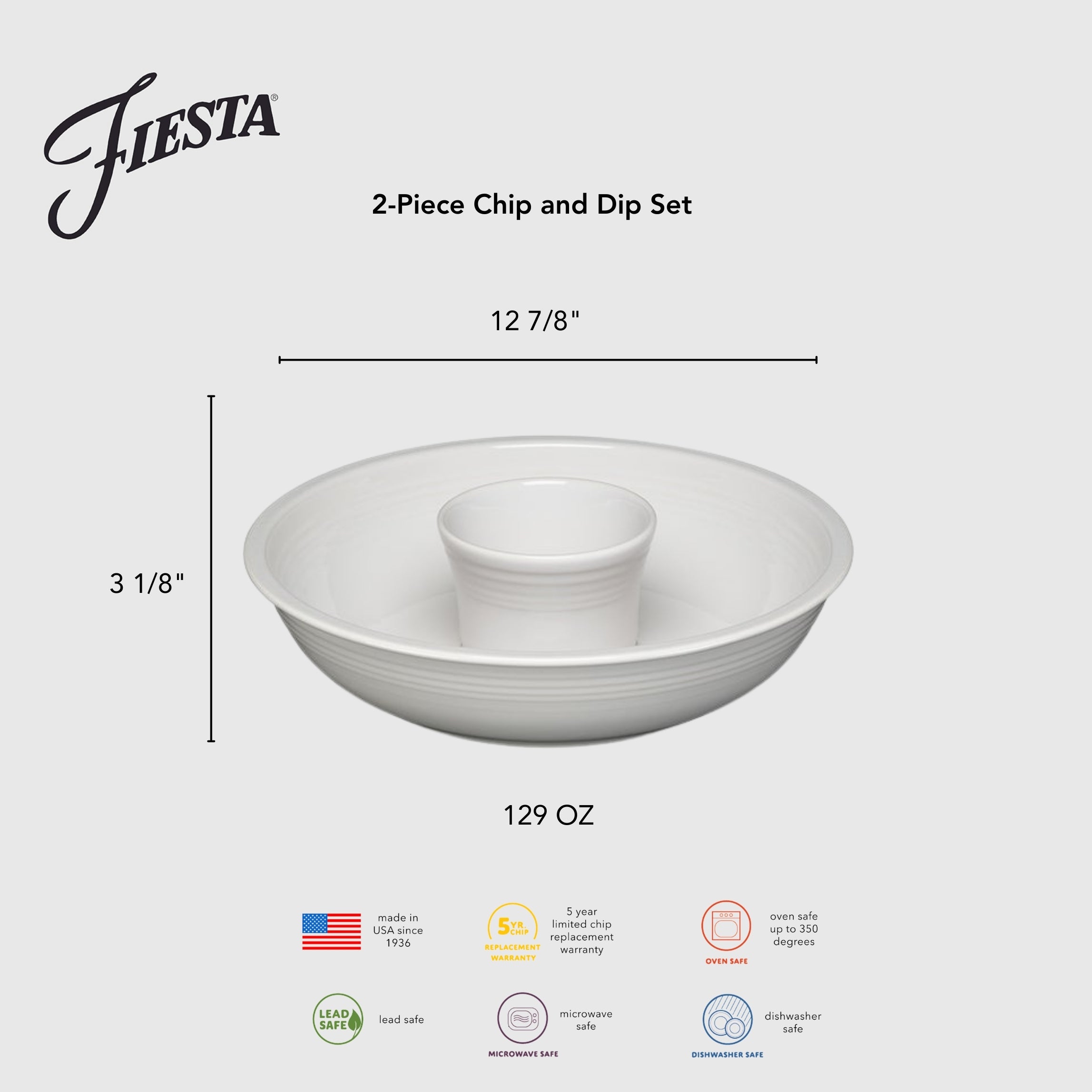 Retired 2-Piece Chip and Dip Set 12 7/8 Inch - Image 2