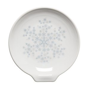 White Snowflakes Extra Large Spoon Rest 7 Inch