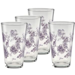 16 oz. Fiesta Lavender Botanical Floral Cooler Glass - Set of 4