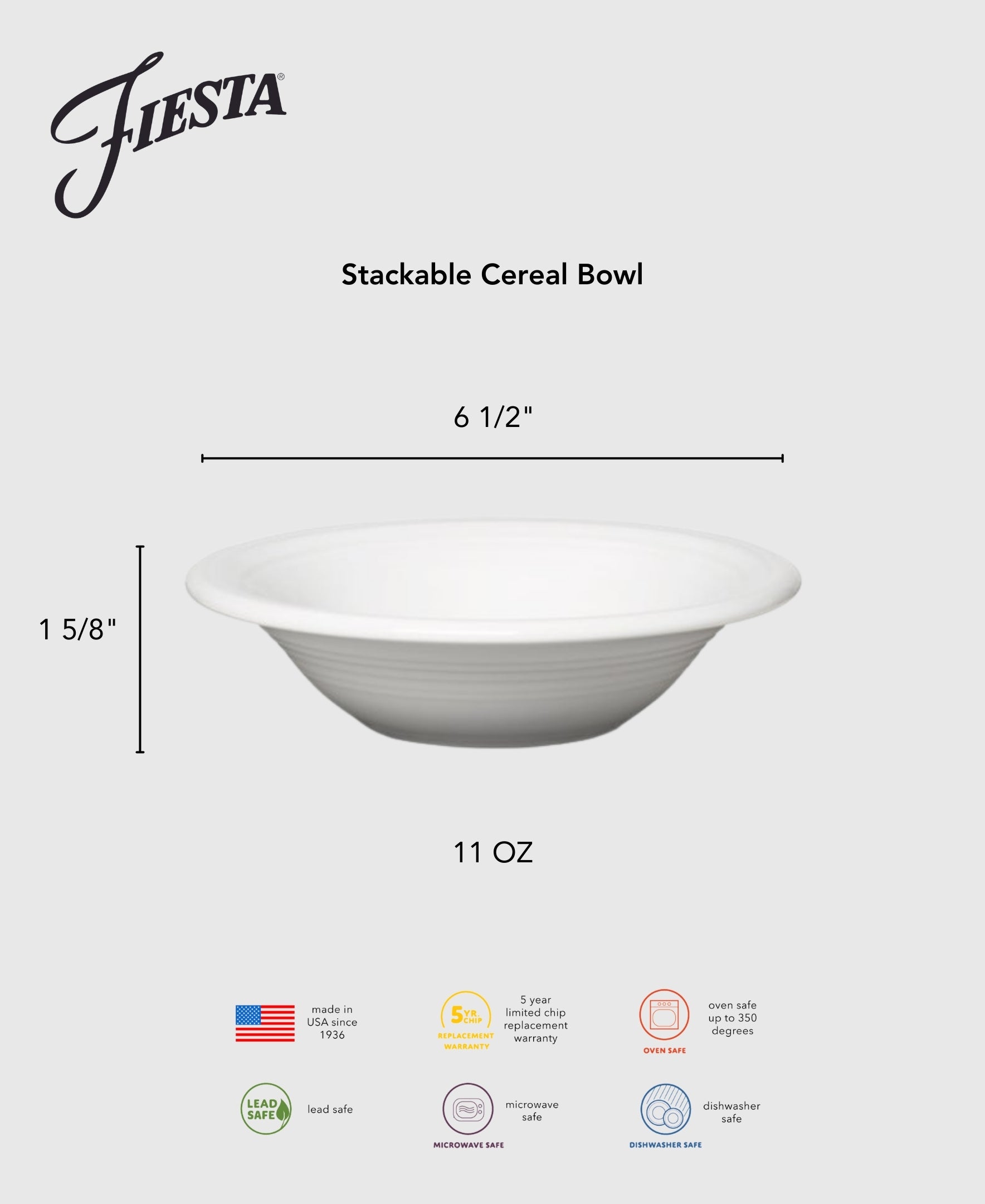 Lavender Fiesta 6 1/2 Inch Stackable Cereal Bowl 11 OZ - Image 2